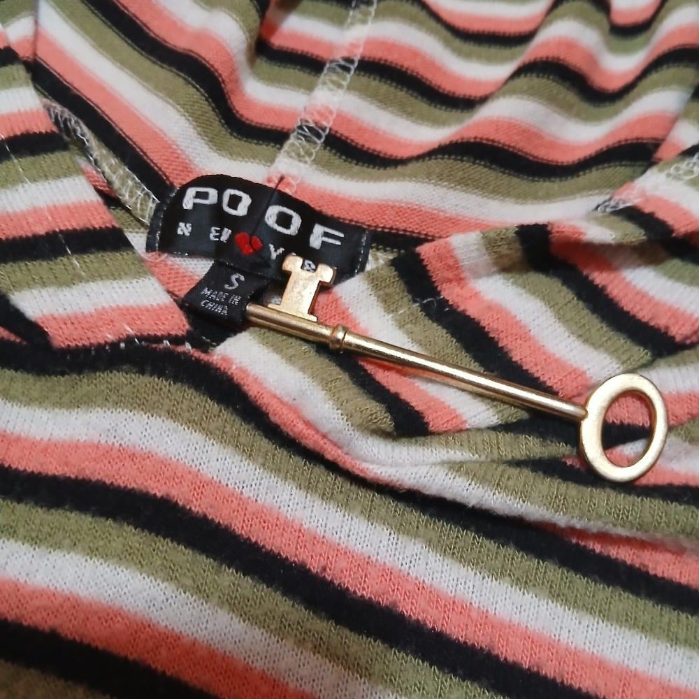 Poof! Multicolor Striped Hoodie Size Small - Picture 2 of 5